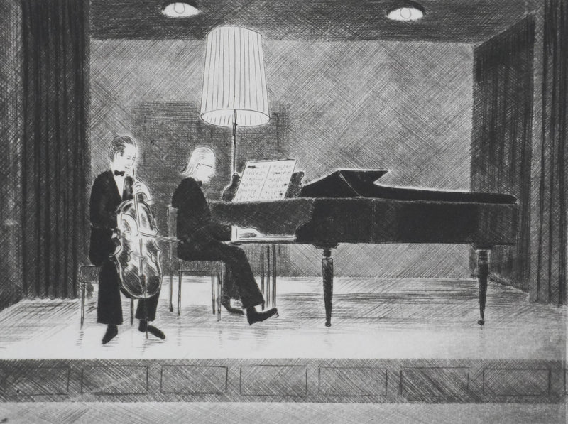 Camille COMBE : Sonate de Beethoven, Gravure originale signée