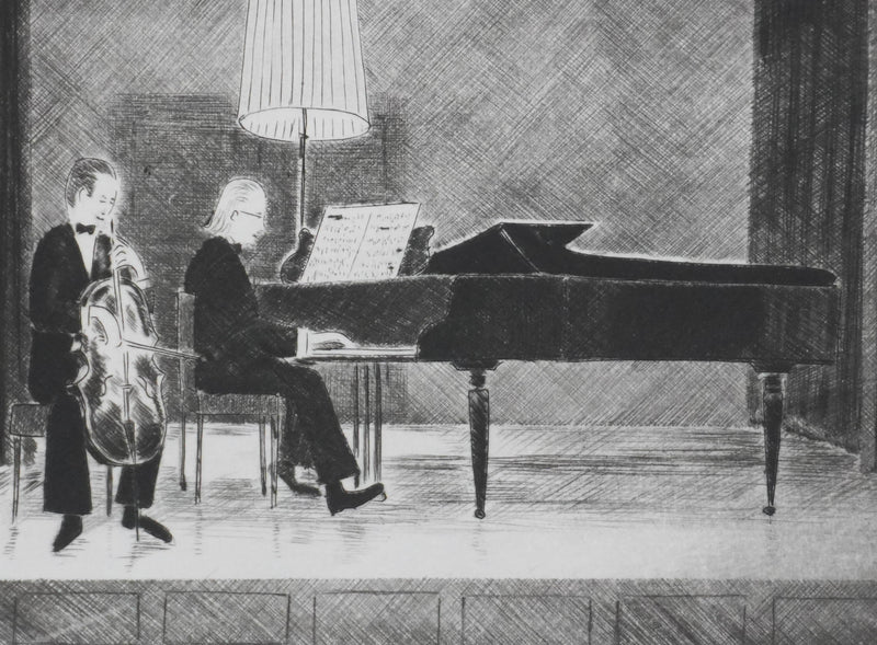 Camille COMBE : Sonate de Beethoven, Gravure originale signée