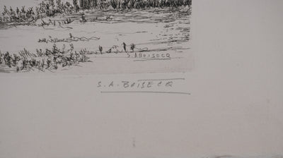 Salomon Alfred BOISECQ : Maison de campagne, Gravure originale signée