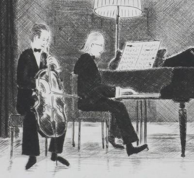 Camille COMBE : Sonate de Beethoven, Gravure originale signée