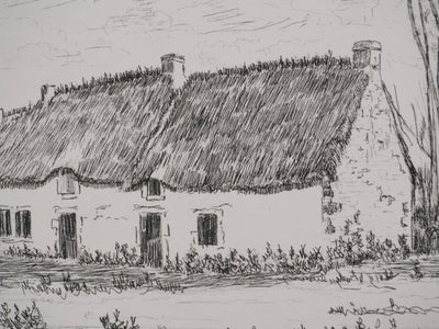 Salomon Alfred BOISECQ : Maison de campagne, Gravure originale signée