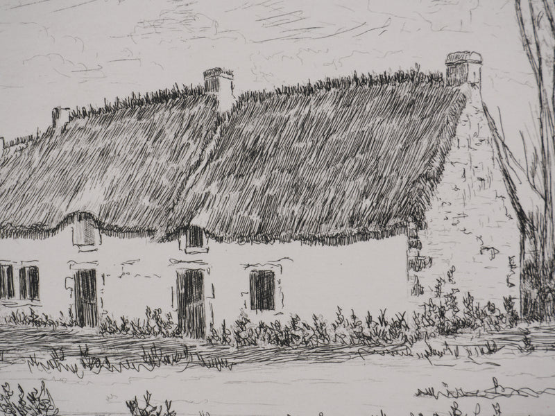 Salomon Alfred BOISECQ : Maison de campagne, Gravure originale signée