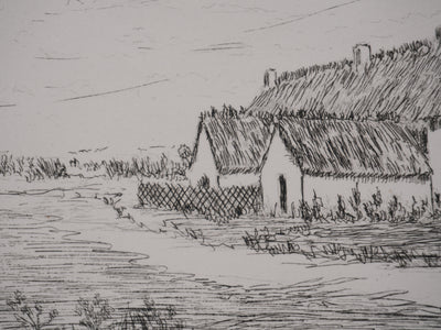 Salomon Alfred BOISECQ : Maison de campagne, Gravure originale signée