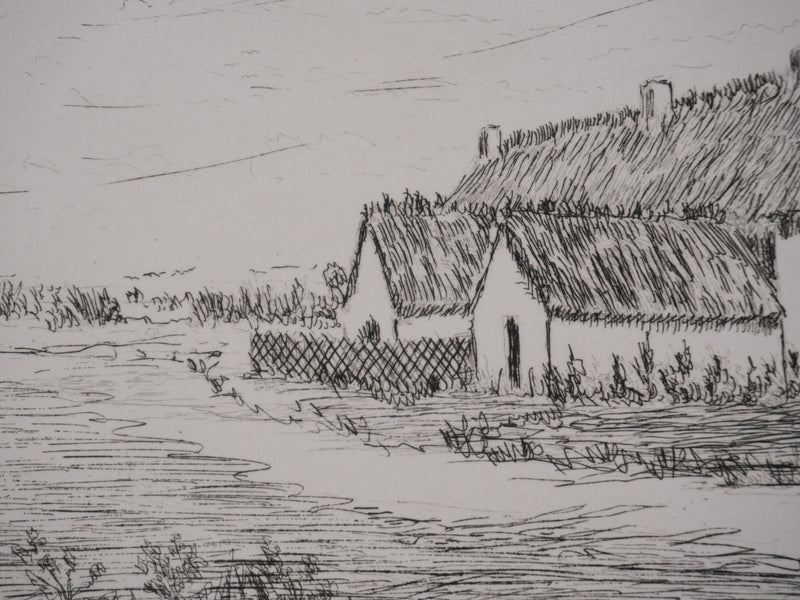 Salomon Alfred BOISECQ : Maison de campagne, Gravure originale signée