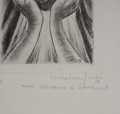 Maxime JUAN : La naissance de l'enfant divin, Gravure originale signée