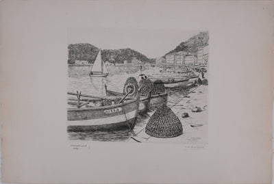 Salomon Alfred BOISECQ : Retour de pêche en Méditerranée, Gravure originale signée
