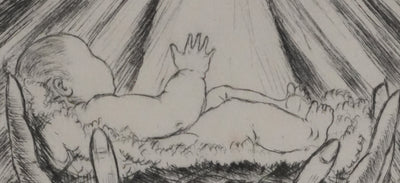 Maxime JUAN : La naissance de l'enfant divin, Gravure originale signée