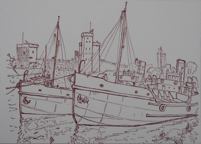 Maxime JUAN : Le port de la Rochelle, Lithographie originale signée