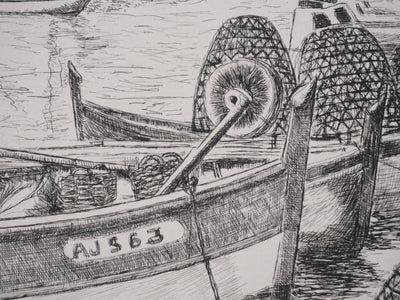 Salomon Alfred BOISECQ : Retour de pêche en Méditerranée, Gravure originale signée