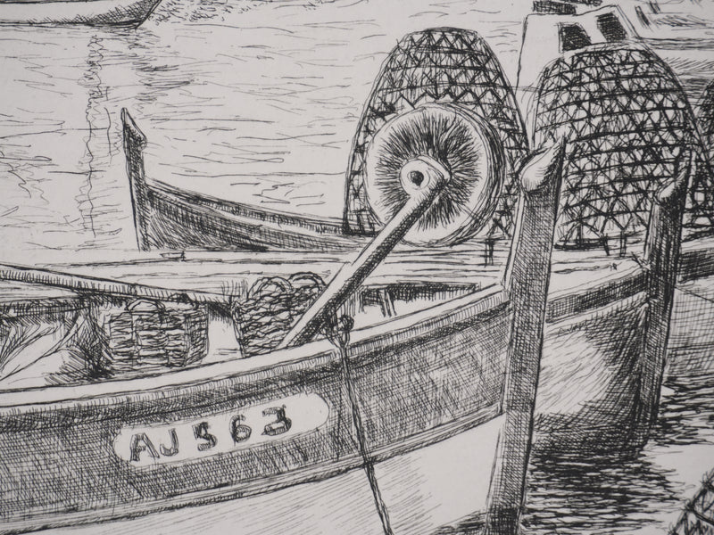 Salomon Alfred BOISECQ : Retour de pêche en Méditerranée, Gravure originale signée