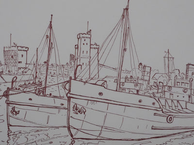 Maxime JUAN : Le port de la Rochelle, Lithographie originale signée
