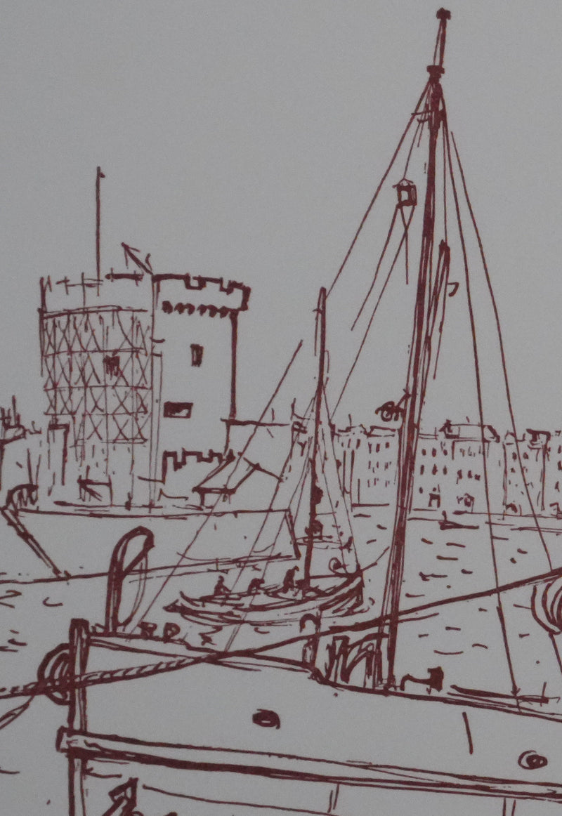Maxime JUAN : Le port de la Rochelle, Lithographie originale signée
