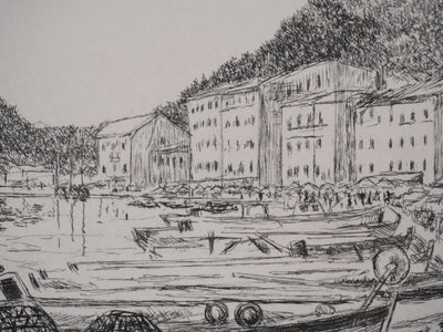 Salomon Alfred BOISECQ : Retour de pêche en Méditerranée, Gravure originale signée
