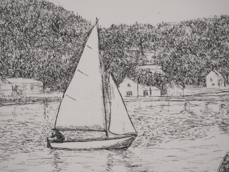 Salomon Alfred BOISECQ : Retour de pêche en Méditerranée, Gravure originale signée
