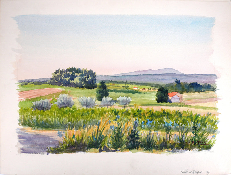 Salomon Alfred BOISECQ : La petite route de campagne, Aquarelle originale signée