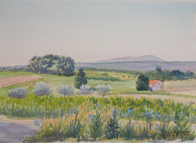 Salomon Alfred BOISECQ : La petite route de campagne, Aquarelle originale signée