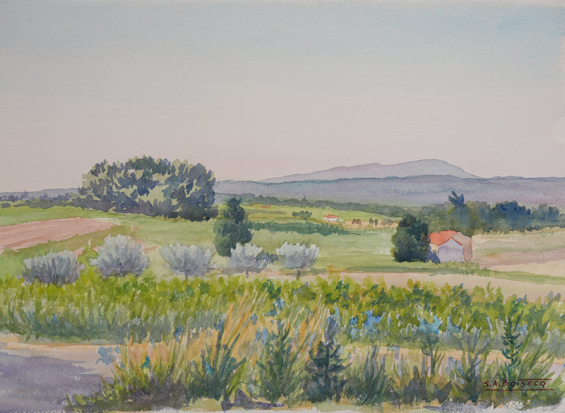Salomon Alfred BOISECQ : La petite route de campagne, Aquarelle originale signée