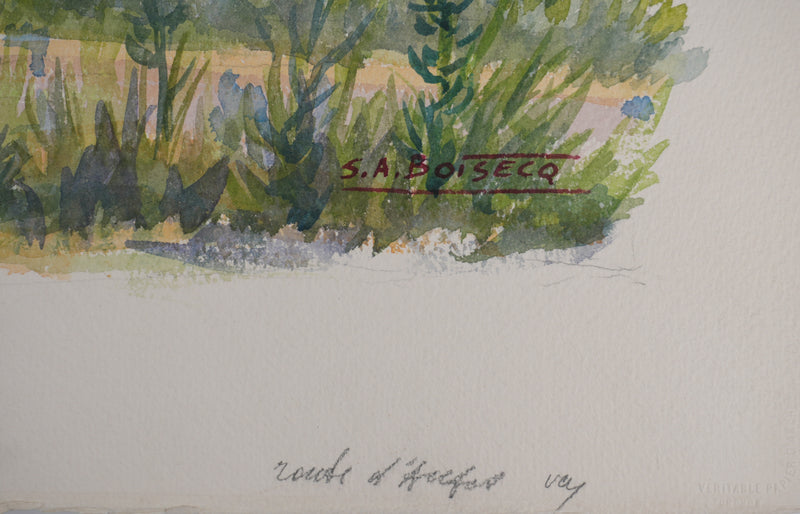 Salomon Alfred BOISECQ : La petite route de campagne, Aquarelle originale signée
