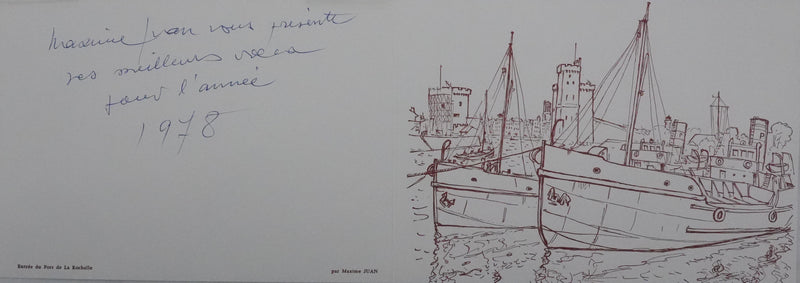 Maxime JUAN : Le port de la Rochelle, Lithographie originale signée