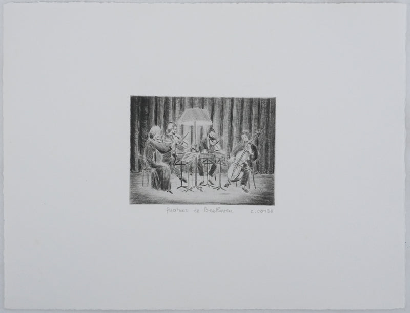 Camille COMBE : Quatuor de Beethoven, Gravure originale signée