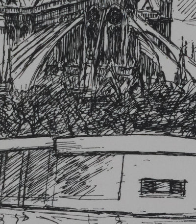 Maxime JUAN : Paris, L'abside de Notre Dame, Lithographie originale signée