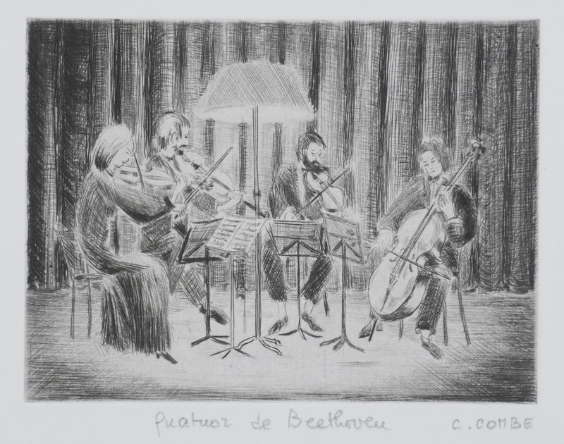 Camille COMBE : Quatuor de Beethoven, Gravure originale signée