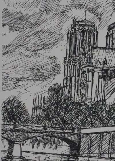 Maxime JUAN : Paris, L'abside de Notre Dame, Lithographie originale signée
