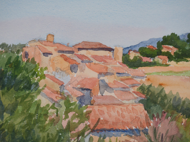Salomon Alfred BOISECQ : Verdon, le village de Tourtour, Aquarelle originale signée