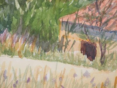 Salomon Alfred BOISECQ : Verdon, le village de Tourtour, Aquarelle originale signée