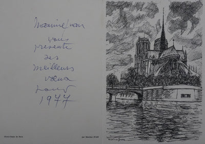 Maxime JUAN : Paris, L'abside de Notre Dame, Lithographie originale signée
