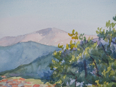 Salomon Alfred BOISECQ : Vue depuis la route d'Aups, Aquarelle originale signée