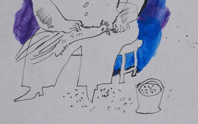 Maurice GENIS : La femme et sa poule, Dessin original signé