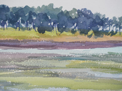 Salomon Alfred BOISECQ : Bretagne, Vue sur Locmariaquer, Aquarelle originale signée