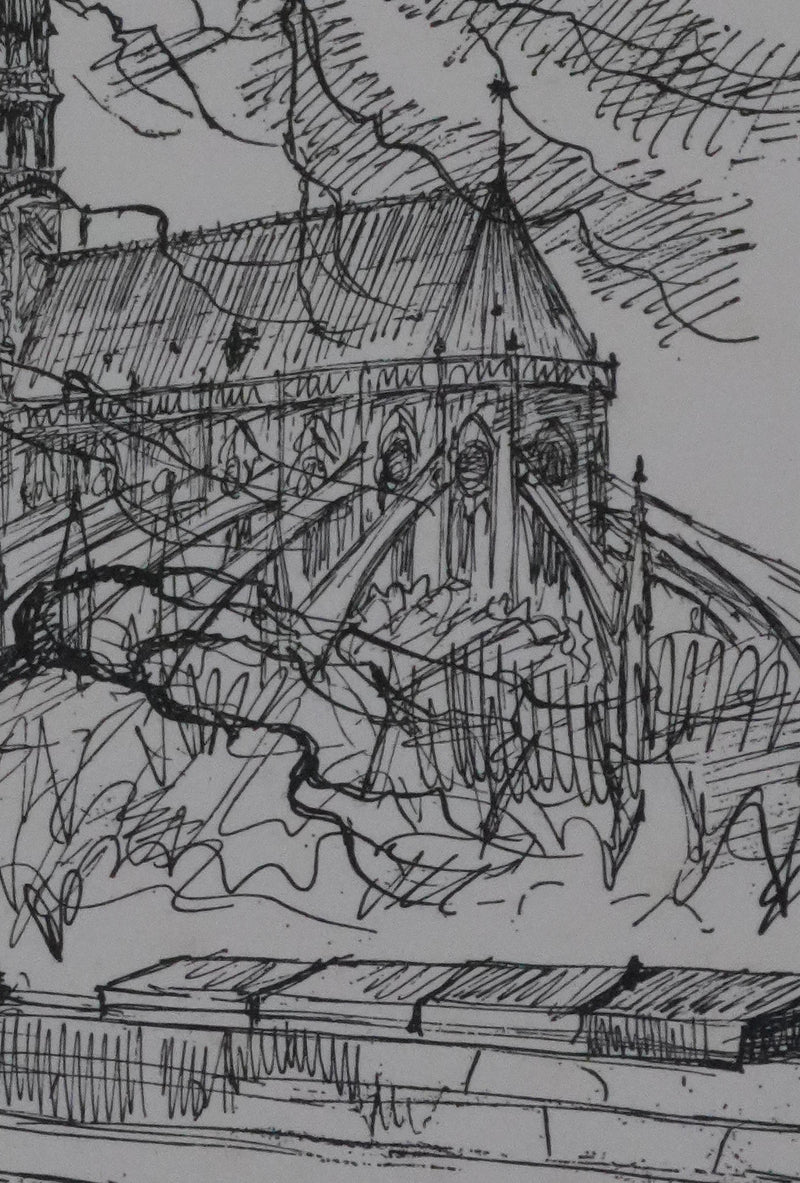 Maxime JUAN : Paris, Bouquinistes sur les quais de Notre Dame, Lithographie originale signée