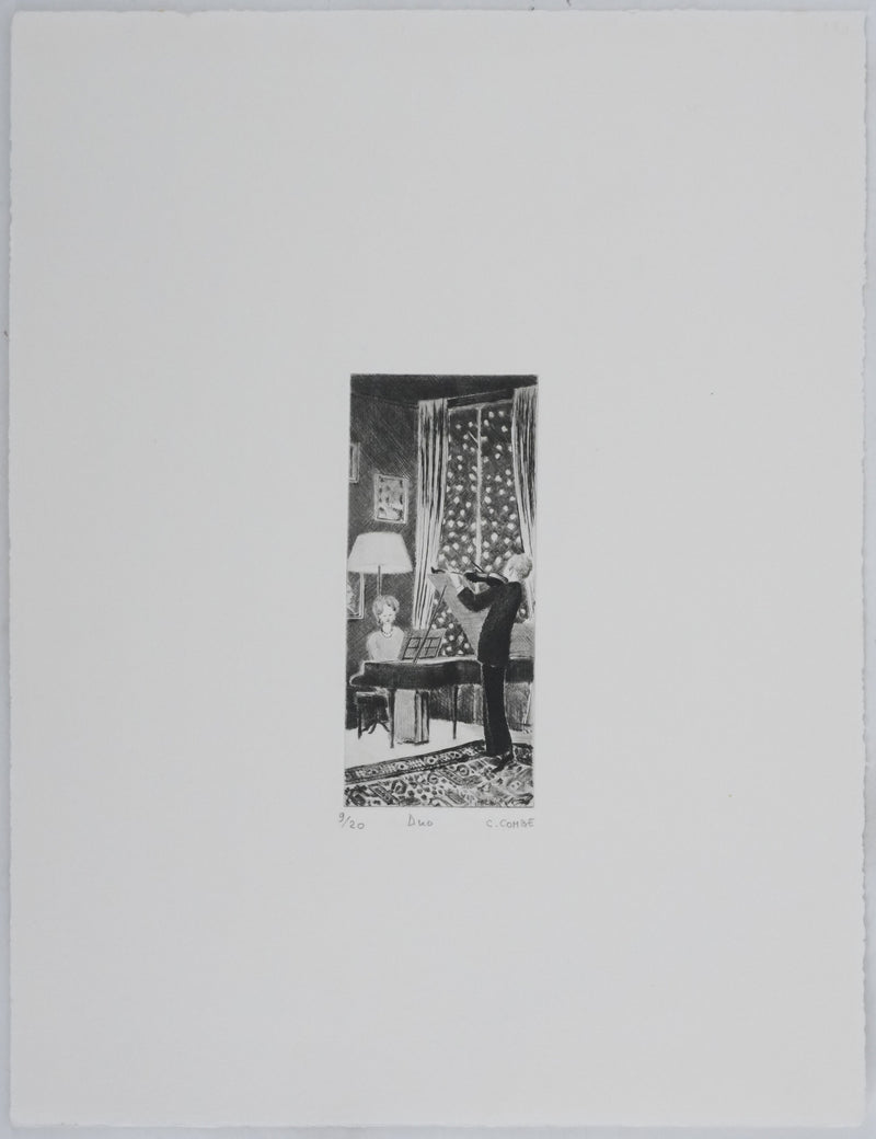 Camille COMBE : Duo, Gravure originale signée