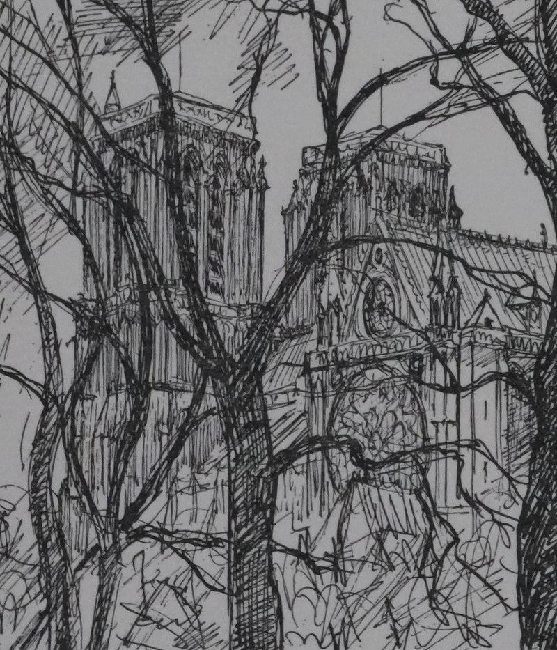 Maxime JUAN : Paris, Bouquinistes sur les quais de Notre Dame, Lithographie originale signée