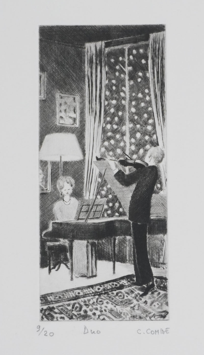 Camille COMBE : Duo, Gravure originale signée