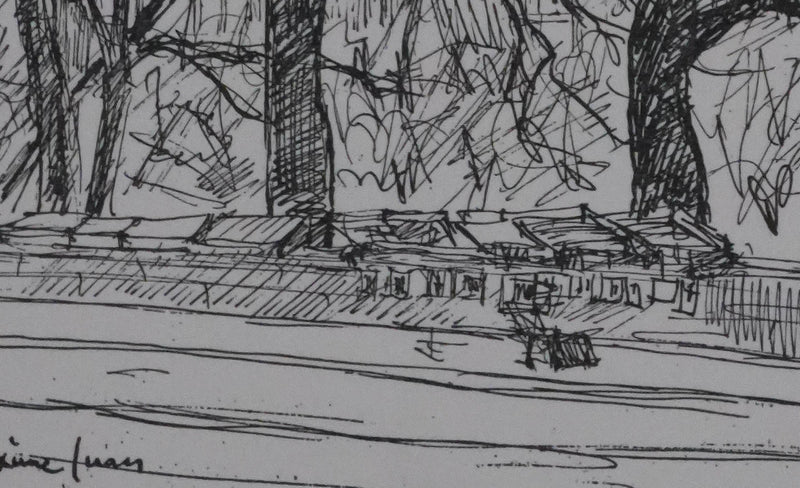 Maxime JUAN : Paris, Bouquinistes sur les quais de Notre Dame, Lithographie originale signée