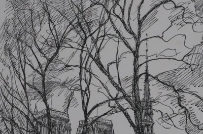 Maxime JUAN : Paris, Bouquinistes sur les quais de Notre Dame, Lithographie originale signée