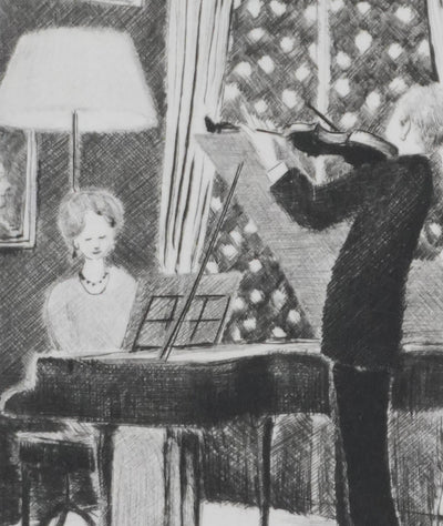 Camille COMBE : Duo, Gravure originale signée
