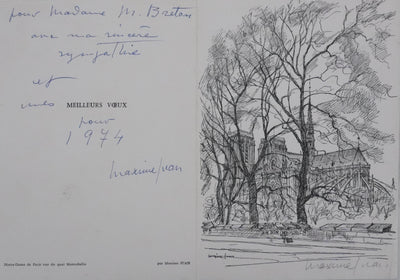 Maxime JUAN : Paris, Bouquinistes sur les quais de Notre Dame, Lithographie originale signée