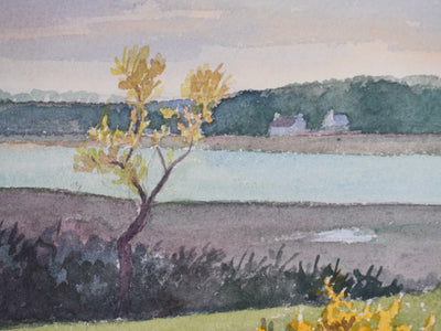 Salomon Alfred BOISECQ : Bretagne, Paysage du Morbihan, Aquarelle originale signée