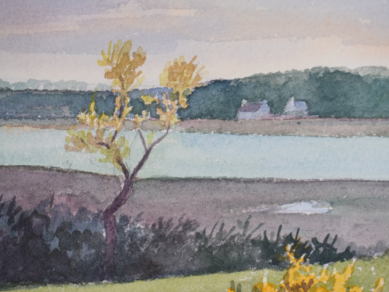 Salomon Alfred BOISECQ : Bretagne, Paysage du Morbihan, Aquarelle originale signée