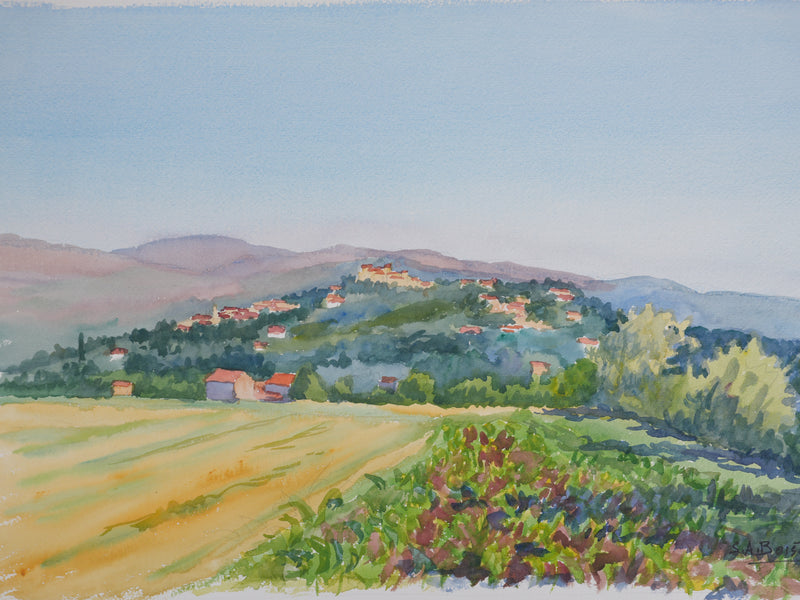 Salomon Alfred BOISECQ : Provence, Le village de Fayence, Aquarelle originale (photo de détail 2) - Crédit photo : Galerie Art.Paris
