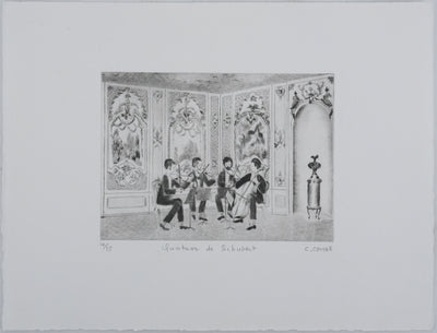 Camille COMBE : Quatuor de Schubert, Gravure originale signée