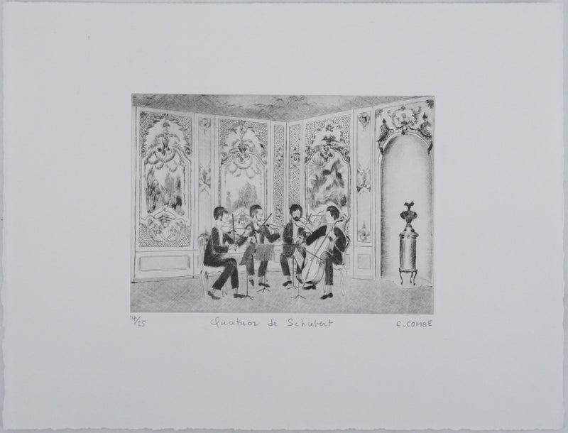 Camille COMBE : Quatuor de Schubert, Gravure originale signée