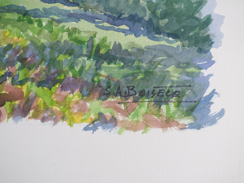 Salomon Alfred BOISECQ : Provence, Le village de Fayence, Aquarelle originale (photo de détail 3) - Crédit photo : Galerie Art.Paris