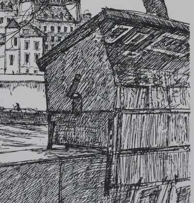 Maxime JUAN : Paris, Vue sur les tours de Notre Dame depuis les quais, Lithographie originale signée