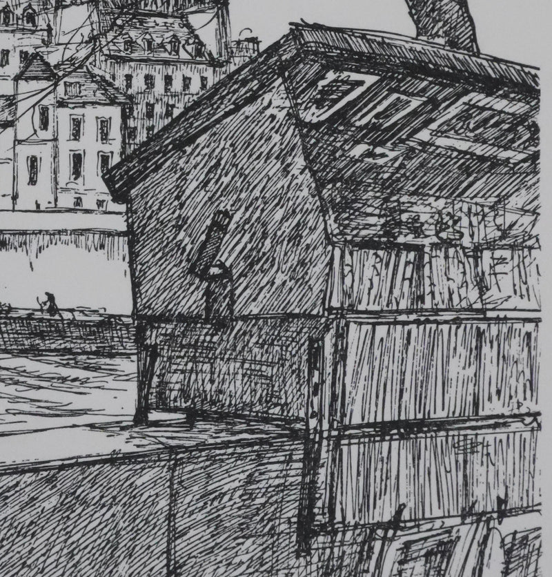 Maxime JUAN : Paris, Vue sur les tours de Notre Dame depuis les quais, Lithographie originale signée