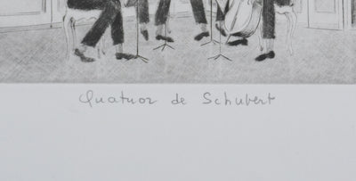 Camille COMBE : Quatuor de Schubert, Gravure originale signée